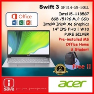 ACER SWIFT 3 SF314-59-50LL 14" IPS FHD SILVER LAPTOP ( I5-1135G7 8GD4 512SSD WIN10H )