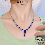 AIFEI JEWELRY Perempuan Leher Sterling Original Necklace Korean Chain Luxurious Sapphire Women Rantai For Accessories Pendant Perak Silver 925 純銀項鏈 N1313