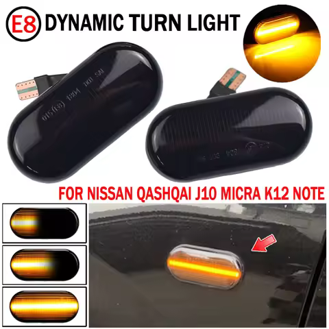 2pcs Dynamic LED Car Side Marker Lights Repeater Signal Lights For Nissan Qashqai Noto Micra Navara 