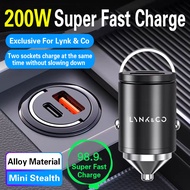 For Lynk & Co Car Phone Quick Charger 200W Type C PD QC3.0 USB Dual Ports Fast Charging for Lynk & C