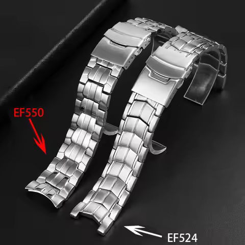 Notched watchband For Casio EF-550 Men's Stainless Steel Watch strap EDIFICE Series 5051 EF-524D Bra