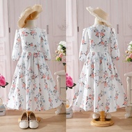 ML091 Jubah Kids Girl Dress 4Y-14Y Floral Print Jubah Budak Perempuan Kanak Kanak Jubah Long sleeve 