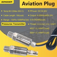 Aviation Plug Pressure Transmitter RS485 4-20mA 0-10V 0-5V Industrial Sensor for Water Oil Gas Air L