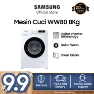 SAMSUNG Mesin Cuci Front Loading 8 Kg dengan Quick Wash and Drum Clean - WW80T3040BW/SE