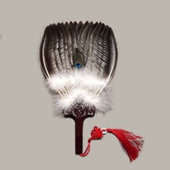 Integrated Lens Feature Fan Zhuge Liang Feather Fan Three-Layer Feather Fan Craft Fan Gift Fan Gossi