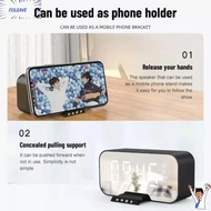 BCOMET LED Mirror Screen Alarm Clock 2 in1 Creative Mobile Phone Holder Fashion Portable Table Digital Clock