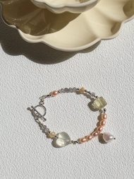 椰椰奶奶鳳梨冰磚。檸檬晶方糖 檸檬晶大愛心 S925純銀 手鍊