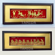 กรอบรูปมงคล  ม้าทองคำ 8 ตัว &amp; มังกร 9ตัว18x52cm ของศิริมงคล ประดับบ้าน ภาพเสริมฮวงจุ้ย #ของขวัญ Tanida