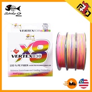 STRIKE 2 VERTEX838 X8 100% PE FIBER MULTICOLOR 300M FISHING BRAID LINE