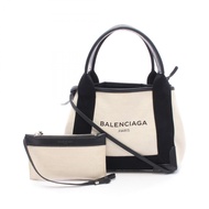 【二手】巴黎世家 (Balenciaga )手提包 海軍藍 Cabas XS 2WAY 390346 白色/黑色帆布皮革 海軍藍 Cabas XS 女款 二手 B