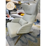 DT16-100 เก้าอี้โซฟา 1 ที่นั่งขนาดใหญ่ สีครีมขาสแตนเลสสีทอง สัมผัสกำมะหยี่พร้อมหมอน 1 ใบ