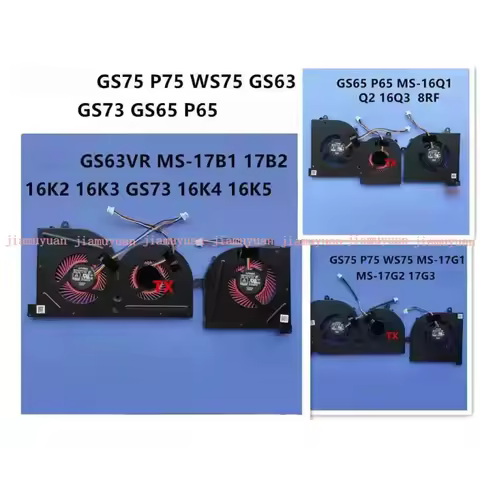 Computer CPU GPU Cooling Fans For MSI GS65 GS65VR P65 MS-16Q4 MS-16Q2 P75 GS75 17G1 17G2 Laptop VGA 