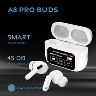 2024 New A8 Pro Bluetooth Noise Cancelling Earphone True Wireless TWS High Quality Sound Earbuds Sports Waterproof Headset with Smart touch Control LCD Screen