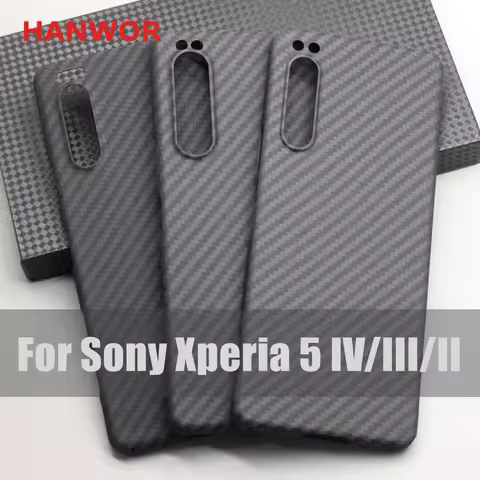 HANWOR Pure Carbon Fiber Phone Case for Sony Xperia 5 II III IV V Ultra-thin Anti-fall Premium Arami