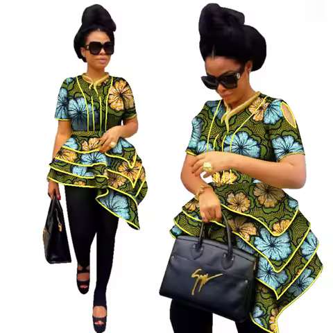 BRW Africa Style Women Modern Fashions Womens Tops Dashiki African Print Tops Shirt Plus Size M-6XL 