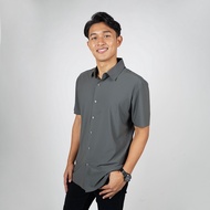 DAPPER | Grey Textured Button Up CoolFlex Shirt - 4667PTD