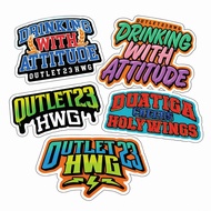 NEWEST 23 X HWG OUTLET STICKER PACK Sticker Kereta Car Sticker