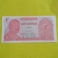 1 Lembar Uang kertas 1 Rupiah Pak Derman 1968 UNC 