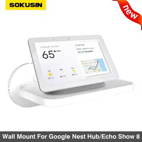 SOKUSIN Wall Bracket For Alexa Echo Show 8 1st 2nd Google Nest Hub Wall Mount Built-in Cable Managem