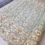 2-tone embroidered tulle fabric with creeping roots