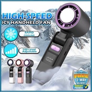 【6000mAh】Mini Turbo Fan with Light | 100-Speed Digital Display | Kipas Mudah Alih Kuat Boleh Cas & P