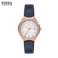 Fossil Women's Eevie Analog Watch ( BQ3956 ) - Quartz, Rose Gold Case, Round Dial, 8 MM Blue Leather Band