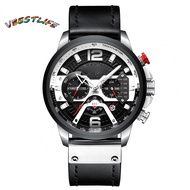 grocerybazaar-my CURREN 8329 Quartz Watch Business Men Simple Sport Wristwatch Three Sub-Dials Calen