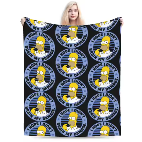 The Simpson Homer I Hope I Didn't Brain My Damage Blanket Fleece Decoration Thin Throw Blanket for B