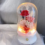 日本永生花夜燈x藍芽音響 生日禮物 情人節禮物