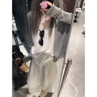 [Echo Chic] Gray Lightweight Lazy Style Sunscreen Knitted Cardigan Women Autumn Slimmer Look Soft Wa