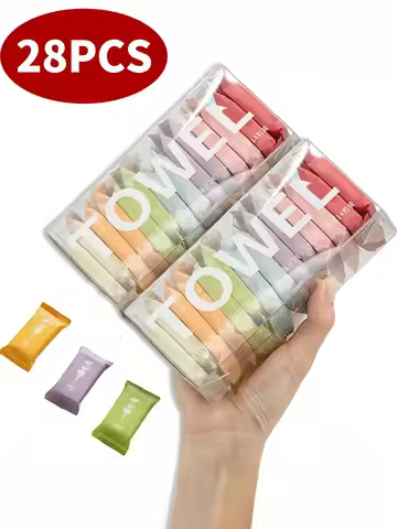 28pcs Compressed Towel Travel Disposable Face Towel Cleaning Quick Drying Towel Pure Non-Woven Fabri