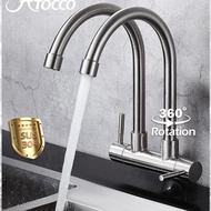 MAX TAP STAINLESS STEEL TWIN ARM PILLAR / DOUBLE BASIN FAUCET / WALL FAUCET KITCHEN / TWIN SINK TAP
