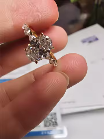 10K Solid Real gold Lab grown Diamond 4CT Oval IGI Diamond Ring Engagement ring Female MARQUISE 18K