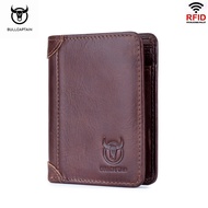 BULLCAPTAIN RFID 100% Mens Leather Wallet Casual Retro Double Layer Cash Clip Multifunctional 9 Card