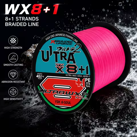 YGK G-SOUL Ultra2 WX8+1 PE Braided Fishing Line 300-500-1000M Pink|8+1 Strands|High Strength Low Str