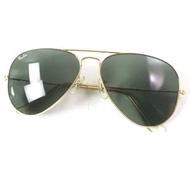 成色極佳： Ray-Ban Vintage RB3025 L0205 飛行員太陽眼鏡，採用 Bausch & Lomb 雙樑淚滴形設計，金色，尺寸 58□14，男士，帶鏡盒。