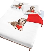 Digital cp-dig-2p Duvet Cover 100% Cotton Double Bed 504 Dog Heart Red (250 x 200 cm + 2/52 x 82 cm)