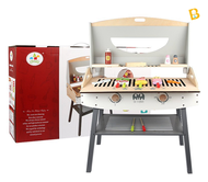 BabyBoss Wooden Barbeque BBQ Grill Toy Playset with Food and Grilling Tools Mainan BBQ