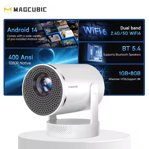 Magcubic HY320Pro-A Full HD Projector Android 14 Native 1080P 8K Projector Manual Focus Portable Hom