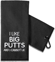 TOUNER Funny Golf Towel Gift for Dad, Retirement Gifts for Men Golfer, Funny Golf Towel for Men, Embroidered Golf Towels for Golf Bags with Clip (I Like Big Putts and I Cannot Lie)