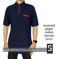 JnS - Baju Kaos Polo Koko Kurta Pria Lengan Pendek Longline Dewasa Kerah Shanghai Nine Inches