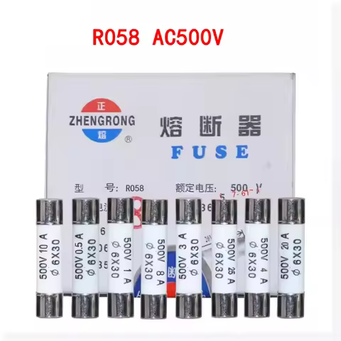 100pcs ceramic fuse 6mm x 30mm slow melting R058 AC500V 0.5A, 1A, 2A, 3A, 4A, 5A, 6A, 8A, 10A, 13A, 