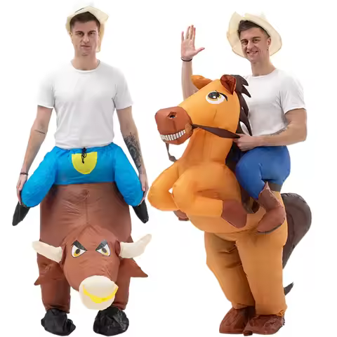 Fun Inflatable Cowboy Costume for Halloween Christmas Carnival Party Role Play Chasing Game Spanish 