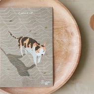 屋頂上的花斑貓2明信片 Calico cat on the roof 4"x6"