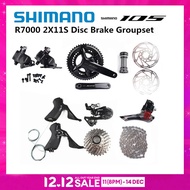 SHIMANO 105 R7000 Groupset จานเครื่องยนต์เบรก2X11S R7100 Crankset จักรยานเสือหมอบ Derailleur R7000ติ