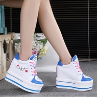 Bstore Woman Shoes Sneaker Korean Wedges Shoes Cartoon Doraemon  Prited Girl's Lovely Platforms Shoes High❤️