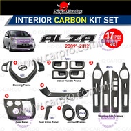 Perodua Alza 2009 - 2012 Carbon Fiber 17PCS Interior Decoration Accessories Frame Cover