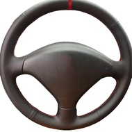 Car Interior Steering Wheel Cover Black Microfiber Leather Trim Accessories For Peugeot 307 2001-200