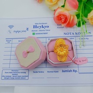 Cincin Wanita Dubai Lapis Emas Muda 80 Gram Model Dubai Bunga Mekar Free Box cincin Cantik Kadar 6