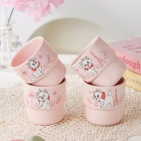 1pc/4pcs Disney Cute Stitch Mug, High Beauty Coffee Cup, Birthday Gift, Ceramic Water Cup with Donut